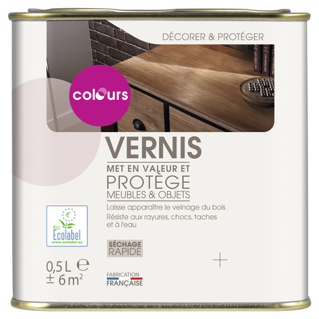 Vernis acajou satin 0,5 L pour Meubles et Boiseries intérieures - Colours - Brico Dépôt