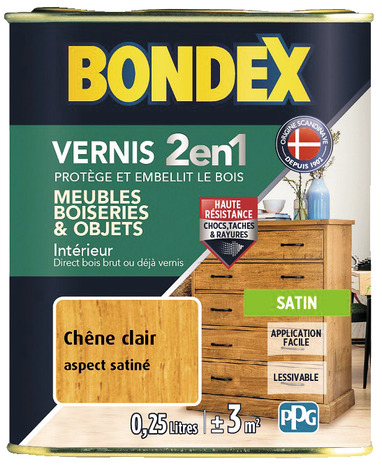 Vernis ton chêne clair satin 0,25 L - Bondex - Brico Dépôt