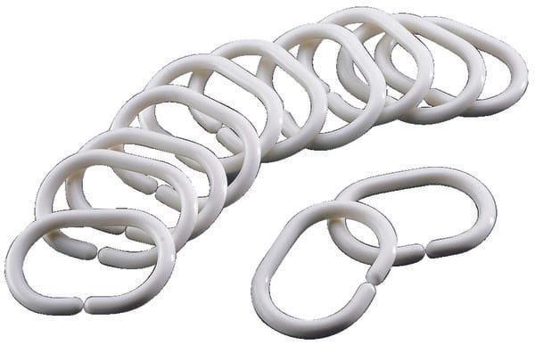12 anneaux clips blancs en polypropylène pour rideau de douche - Brico Dépôt