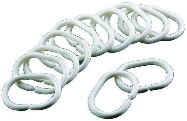 12 anneaux clips blancs en polypropylène pour rideau de douche - Brico Dépôt