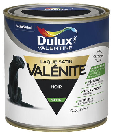 Peinture haute résistance boiseries intérieure glycéro Satin Noir 0.5 L - Dulux Valentine - Brico Dépôt