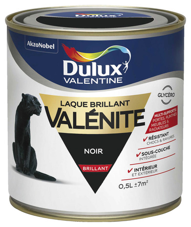 Peinture haute résistance boiseries intérieure glycéro Noir brillant 0.5 L - Dulux Valentine - Brico Dépôt