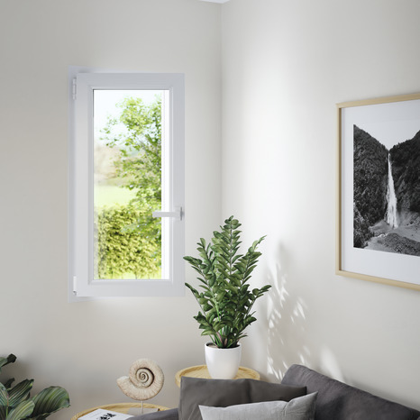 Fenêtre PVC blanc oscillo-battante 1 vantail droit h.115 x l.80 cm - GoodHome - Brico Dépôt