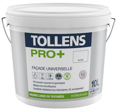 Peinture façade blanc mat Tollens Pro 10L - Tollens - Brico Dépôt