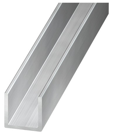 U aluminium brut 15 x 15 x 1,5 mm 1 m Argent - Brico Dépôt