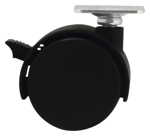 Roulette jumelée pivotante PP noir avec frein - H. 6,55 x Ø 5 cm - 30 kg - Brico Dépôt