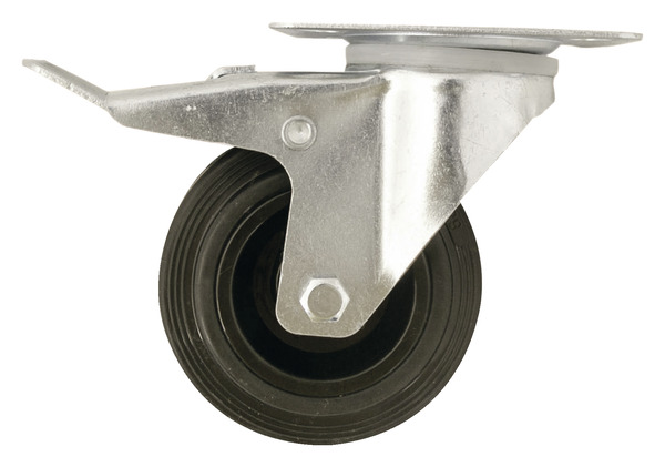 Roulette pivotante PVC noir avec frein - Ø 10 cm - 75 kg - Brico Dépôt