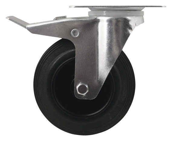 Roulette pivotante PVC noir avec frein - Ø 12,5 cm - 100 kg - Brico Dépôt