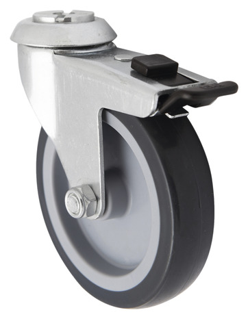 Roulette pivotante PU noir avec frein - Ø. 10 cm - 70 kg - Brico Dépôt