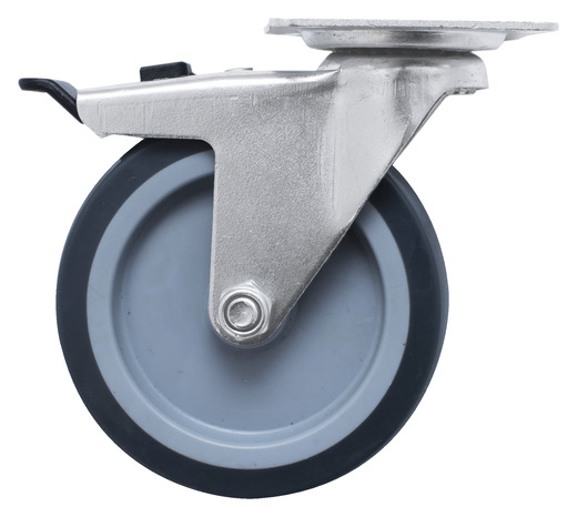 Roulette pivotante PU gris avec frein - Ø 10 cm - 70 kg - Brico Dépôt