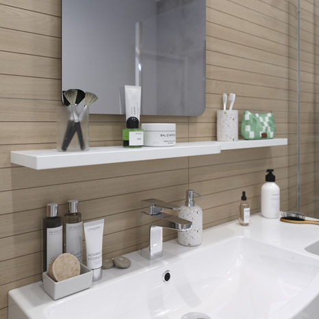 Étagère de salle de bains blanc Himalia - L.105 x P. 15 cm - GoodHome - Brico Dépôt