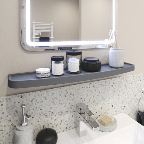 Étagère de salle de bains gris Himalia - L.70 x P. 15 cm - GoodHome - Brico Dépôt