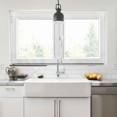 Fenêtre PVC blanc oscillo-battante 2 vantaux h.75 x l.140 cm - GoodHome - Brico Dépôt