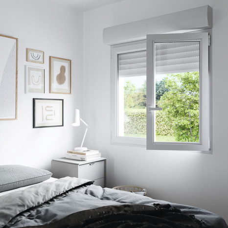 Fenêtre PVC blanc oscillo-battante 2 vantaux + volet roulant h.155 x l.100 cm - GoodHome - Brico Dépôt