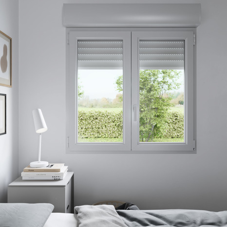 Fenêtre PVC blanc oscillo-battante 2 vantaux + volet roulant h.135 x l.90 cm - GoodHome - Brico Dépôt