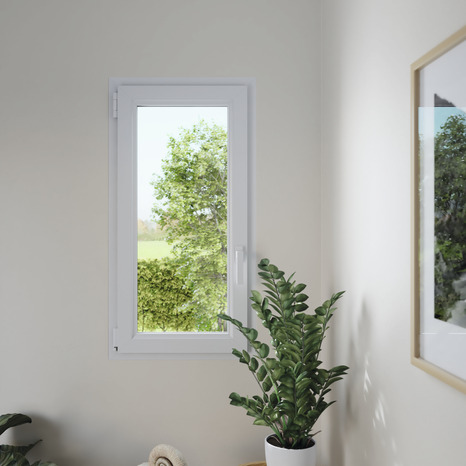 Fenêtre PVC blanc oscillo-battante 1 vantail droit h.115 x l.60 cm - GoodHome - Brico Dépôt