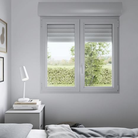 Fenêtre PVC blanc oscillo-battante 2 vantaux + volet roulant h.95 x l.120 cm - GoodHome - Brico Dépôt