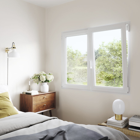 Fenêtre PVC blanc oscillo-battante 2 vantaux h.135 x l.90 cm - GoodHome - Brico Dépôt