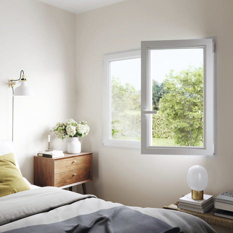 Fenêtre PVC blanc oscillo-battante 2 vantaux h.145 x l.80 cm - GoodHome - Brico Dépôt