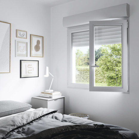 Fenêtre PVC blanc oscillo-battante 2 vantaux +volet roulant h.115 x l.120 cm - GoodHome - Brico Dépôt