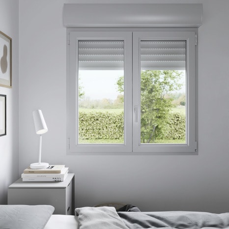 Fenêtre PVC blanc oscillo-battante 2 vantaux + volet roulant h.125 x l.120 cm - GoodHome - Brico Dépôt