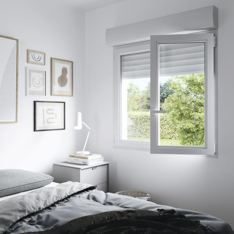 Fenêtre PVC blanc oscillo-battante 2 vantaux + volet roulant h.115 x l.140 cm - GoodHome - Brico Dépôt