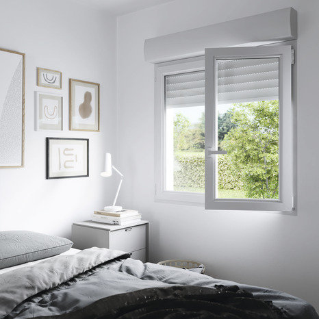 Fenêtre PVC blanc oscillo-battante 2 vantaux + volet roulant h.135 x l.140 cm - GoodHome - Brico Dépôt