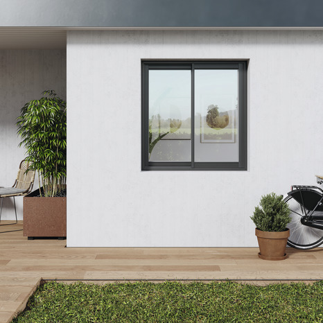 Fenêtre aluminium gris coulissante 2 vantaux h.115 x l.100 cm - GoodHome - Brico Dépôt