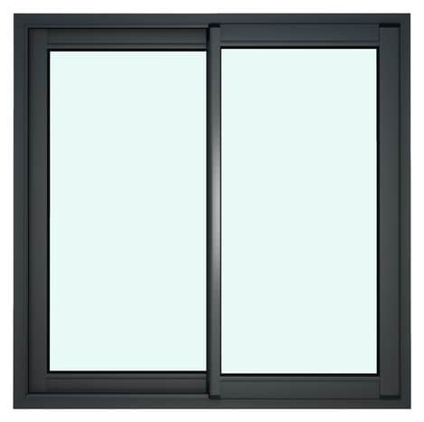 Fenêtre aluminium gris coulissante 2 vantaux h.125 x l.120 cm - GoodHome - Brico Dépôt