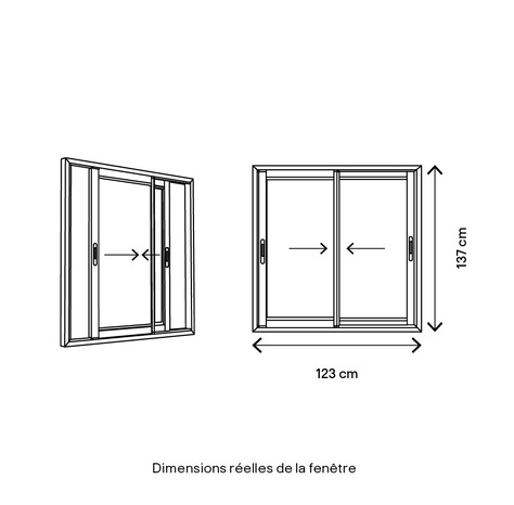 Fenêtre aluminium blanc coulissante 2 vantaux h.135 x l.120 cm - GoodHome - Brico Dépôt