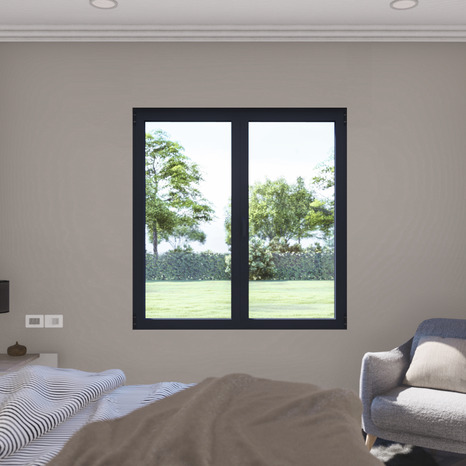 Fenêtre aluminium gris oscillo-battante 2 vantaux h.105 x l.100 cm - GoodHome - Brico Dépôt