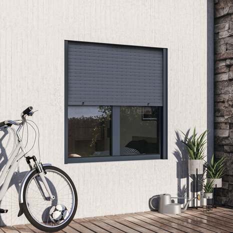 Fenêtre aluminium gris oscillo-battante 2 vantaux + volet roulant h.105 x l.100 cm - GoodHome - Brico Dépôt