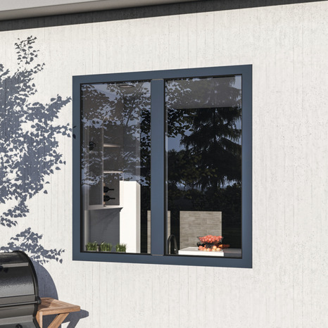 Fenêtre aluminium gris oscillo-battante 2 vantaux h.105 x l.120 cm - GoodHome - Brico Dépôt