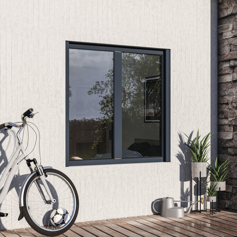 Fenêtre aluminium gris oscillo-battante 2 vantaux + volet roulant h.115 x l.120 cm - GoodHome - Brico Dépôt