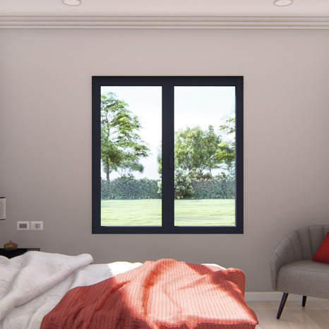 Fenêtre aluminium gris oscillo-battante 2 vantaux h.95 x l.100 cm - GoodHome - Brico Dépôt