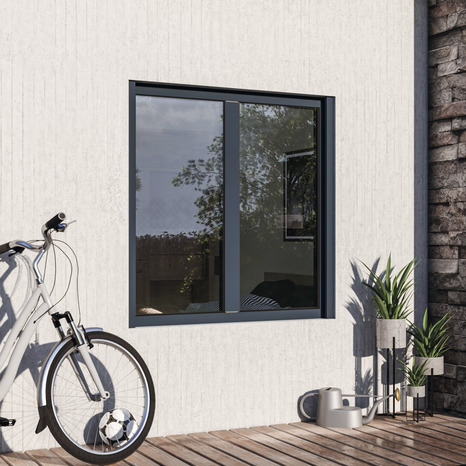 Fenêtre aluminium gris oscillo-battante 2 vantaux + volet roulant h.95 x l.100 cm - GoodHome - Brico Dépôt