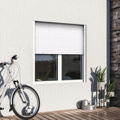 Fenêtre aluminium blanc oscillo-battante 2 vantaux + volet roulant h.105 x l.120 cm - GoodHome - Brico Dépôt