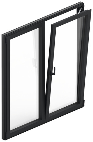 Fenêtre aluminium gris oscillo-battante 2 vantaux h.95 x l.100 cm - GoodHome - Brico Dépôt