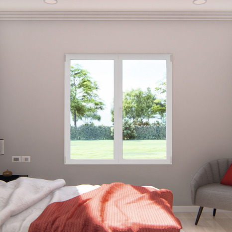 Fenêtre aluminium blanc oscillo-battante 2 vantaux h.135 x l.140 cm - GoodHome - Brico Dépôt