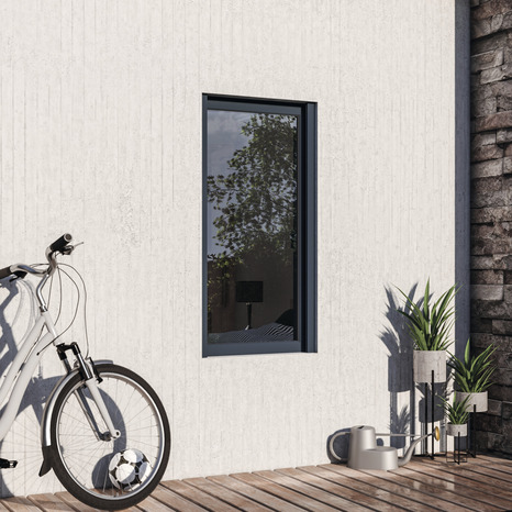 Fenêtre aluminium gris oscillo-battante 1 vantail gauche + volet roulant h.75 x l.40 cm - GoodHome - Brico Dépôt
