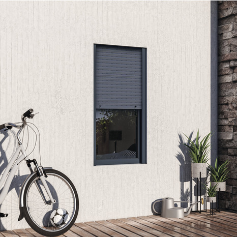 Fenêtre aluminium gris oscillo-battante 1 vantail gauche + volet roulant h.75 x l.60 cm - GoodHome - Brico Dépôt