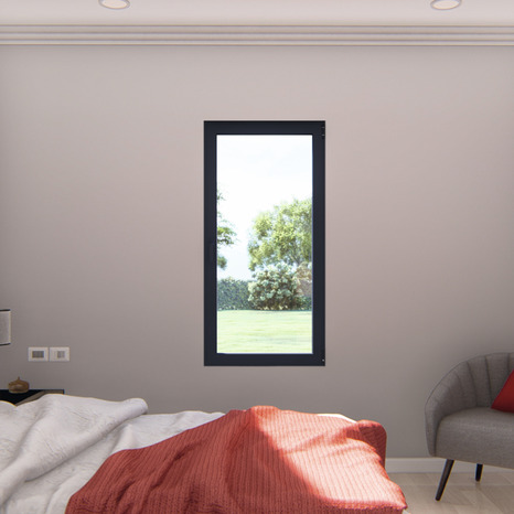 Fenêtre aluminium gris oscillo-battante 1 vantail droit h.95 x l.80 cm - GoodHome - Brico Dépôt
