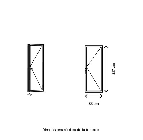 Porte-fenêtre aluminium gris 1 vantail droit H.215 x l.80 cm - GoodHome - Brico Dépôt