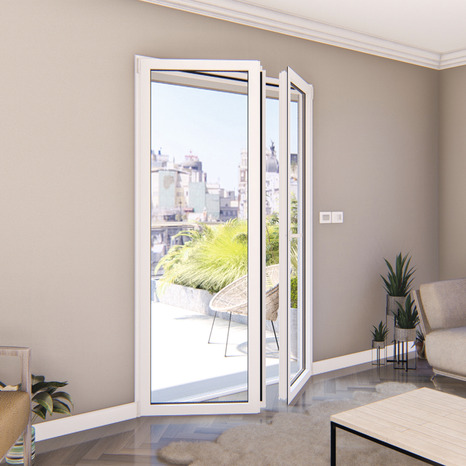 Porte-fenêtre aluminium blanc 2 vantaux - H.205 x l.120 cm - GoodHome - GoodHome - Brico Dépôt