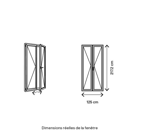 Porte-fenêtre bois 2 vantaux H.215 x l.120 cm - GoodHome - Brico Dépôt
