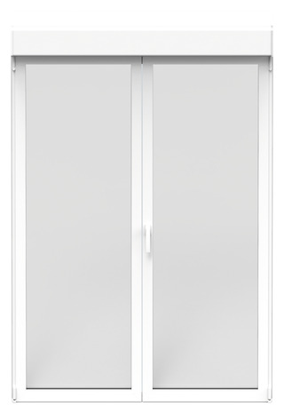 Porte-fenêtre aluminium blanc 2 vantaux + volet roulant H.215 x l.120 cm - GoodHome - Brico Dépôt