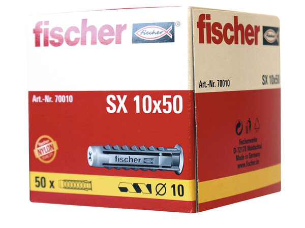 Boite 50 chevilles nylon SX10 - 10 x 50 mm - Fischer - Brico Dépôt