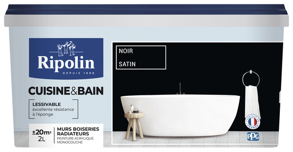Peinture cuisine & bain Noir Satin 2 L - Ripolin - Brico Dépôt