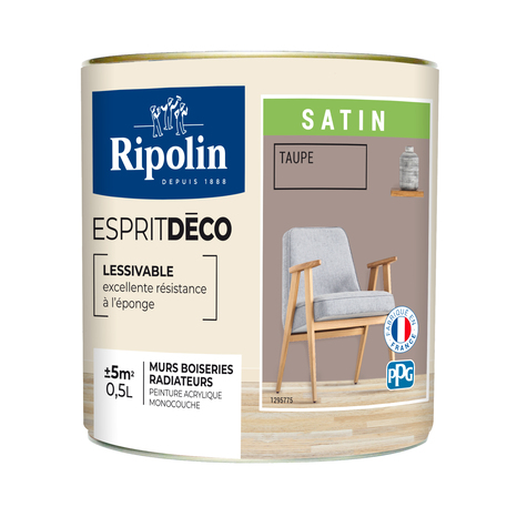 Peinture mur intérieur Satin 0,5 L Marron - Ripolin - Brico Dépôt