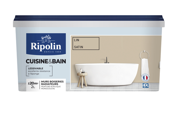 Peinture cuisine & bain Beige Satin 2 L - Ripolin - Brico Dépôt